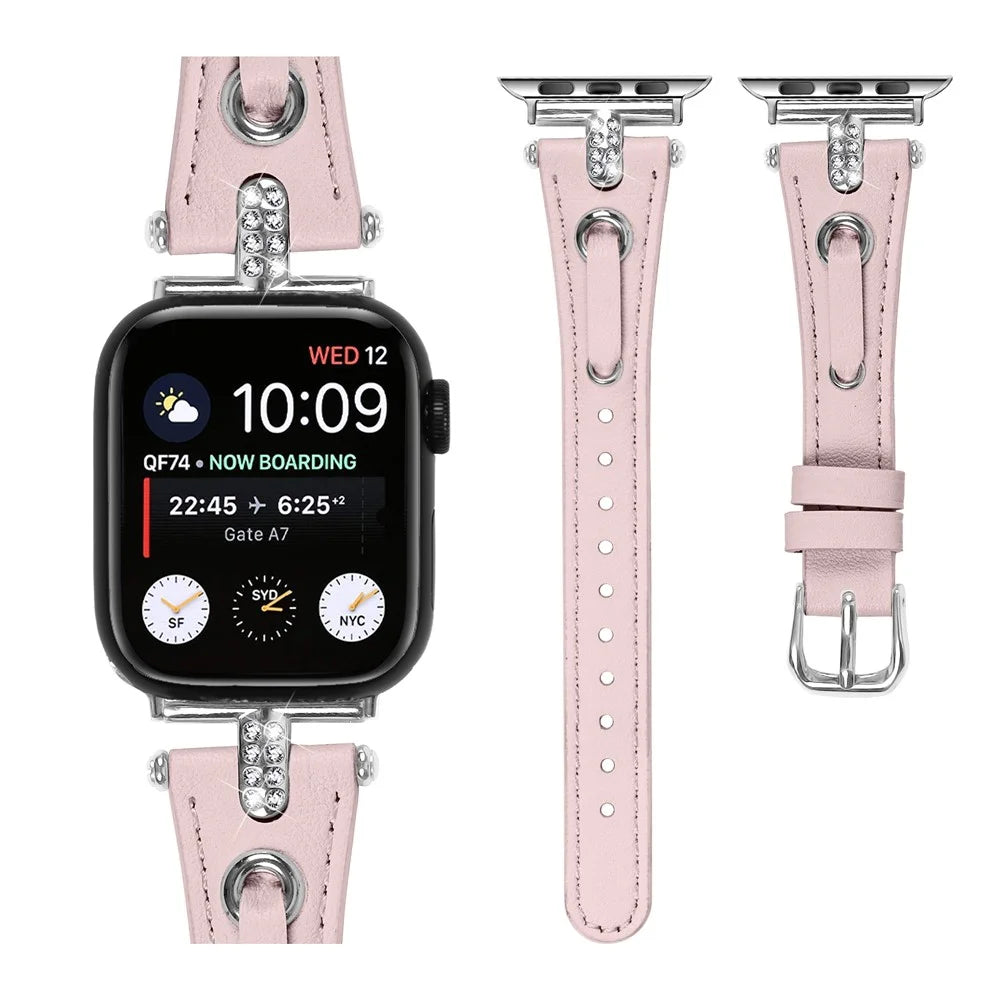 For Apple Watch Ultra 3 2 1 49mm / Series 11 10 46mm / 9 8 7 45mm / SE3 SE2 SE 6 5 4 44mm / 3 2 1 42mm Silver Buckle Watch Strap - Pink - 2