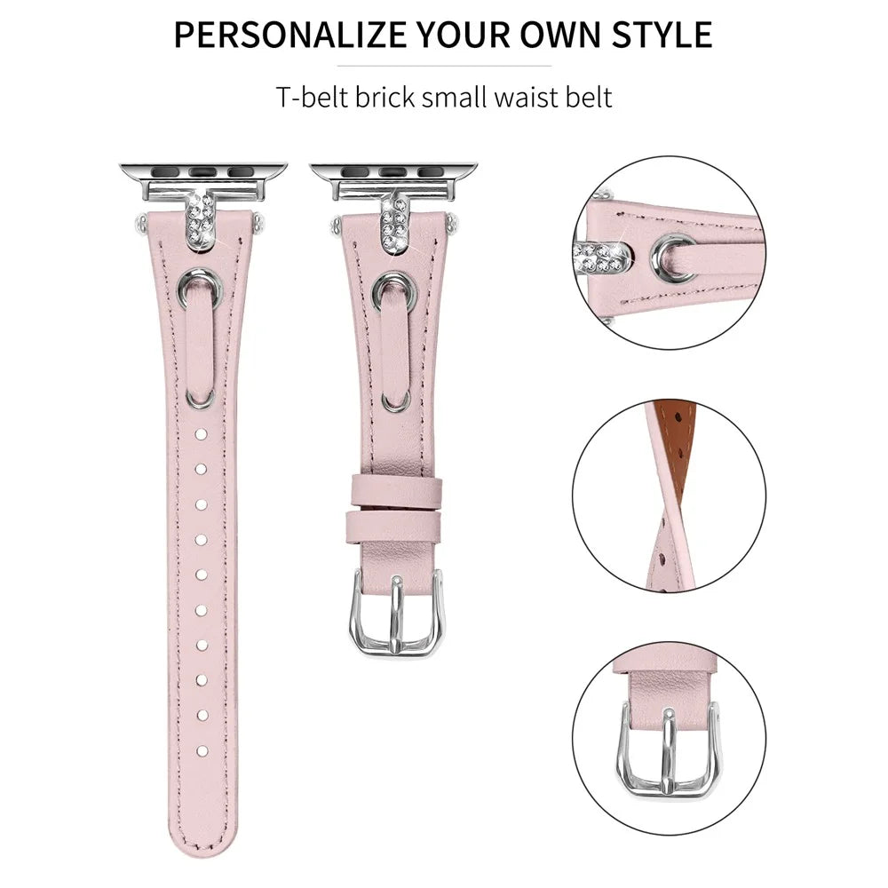 For Apple Watch Ultra 3 2 1 49mm / Series 11 10 46mm / 9 8 7 45mm / SE3 SE2 SE 6 5 4 44mm / 3 2 1 42mm Silver Buckle Watch Strap - Pink - 4