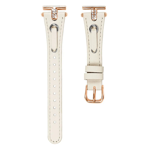 For Garmin Forerunner 645  /  645 Music Genuine Cow Leather Watchband Strap (Rose Gold Connector) - Apricot - 1
