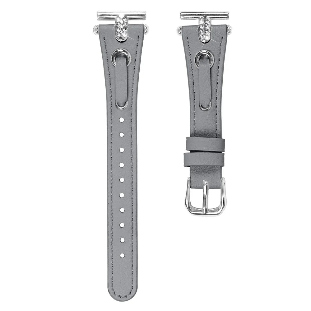 For Garmin Forerunner 645  /  645 Music Watchband Genuine Cow Leather Wrist Strap (Silver Connector) - Grey - 1