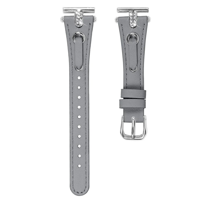 For Garmin Forerunner 645  /  645 Music Watchband Genuine Cow Leather Wrist Strap (Silver Connector) - Grey - 1