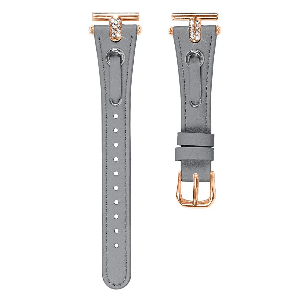 For LG Watch Sport Rose Gold Buckle Wrist Watch Band Genuine Cow Leather Strap Replacement - Grey - 1