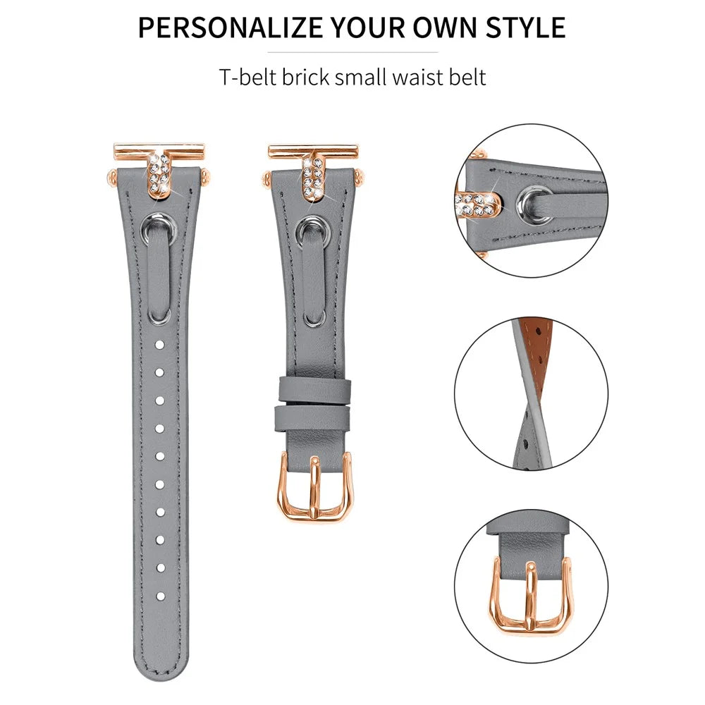 For LG Watch Sport Rose Gold Buckle Wrist Watch Band Genuine Cow Leather Strap Replacement - Grey - 2