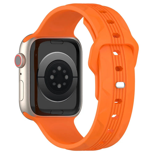 Watch Band for Apple Watch Series 11 10 42mm / 9 8 7 41mm / SE3 SE2 SE 6 5 4 40mm / 3 2 1 38mm Watch Band Texture Silicone Strap - Orange - 1