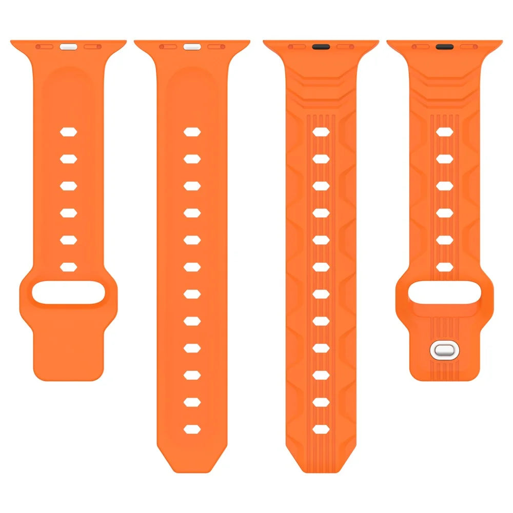 Watch Band for Apple Watch Series 11 10 42mm / 9 8 7 41mm / SE3 SE2 SE 6 5 4 40mm / 3 2 1 38mm Watch Band Texture Silicone Strap - Orange - 5