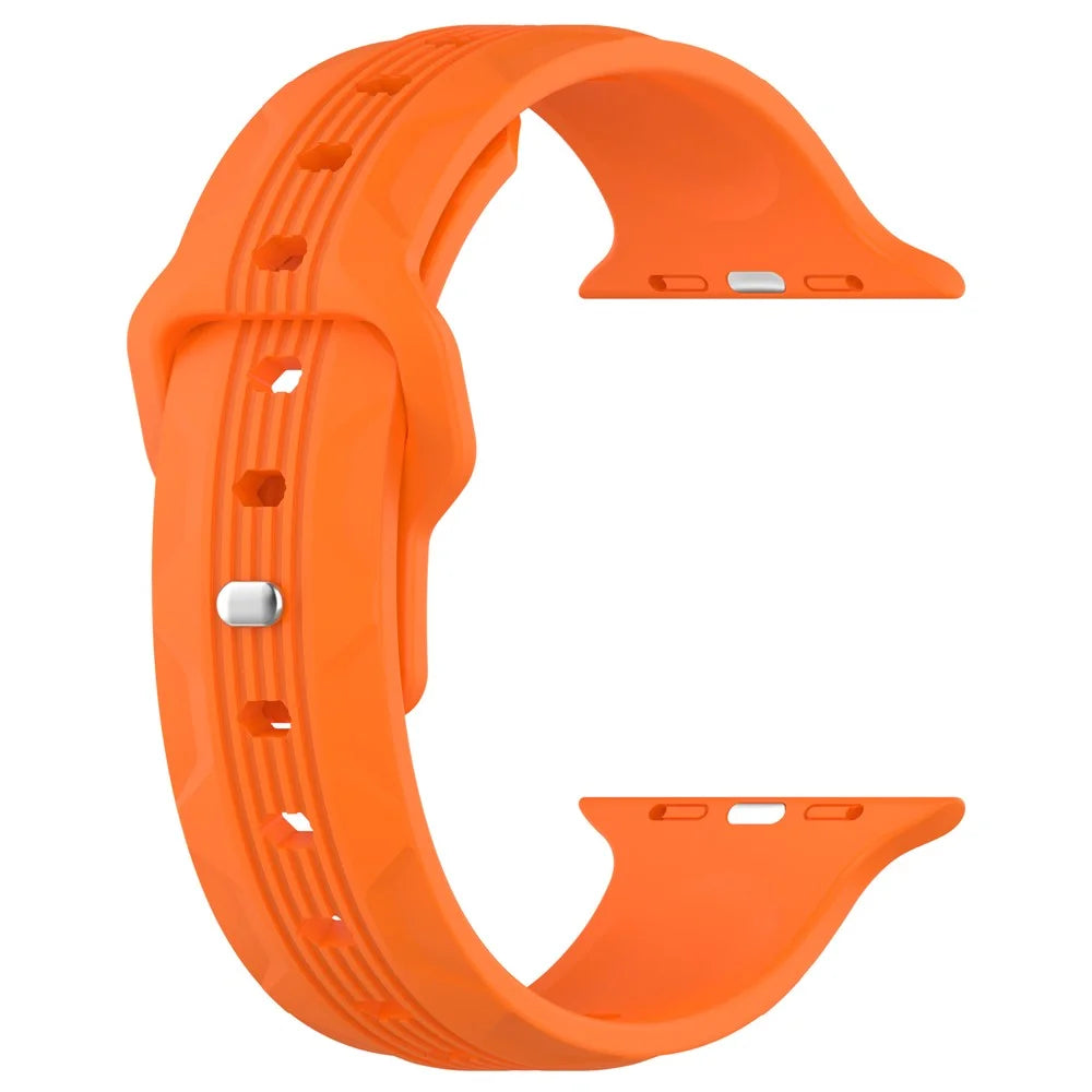 For Apple Watch Ultra 3 2 1 49mm / Series 11 10 46mm / 9 8 7 45mm / SE3 SE2 SE 6 5 4 44mm / 3 2 1 42mm Texture Silicone Watch Band - Orange - 2