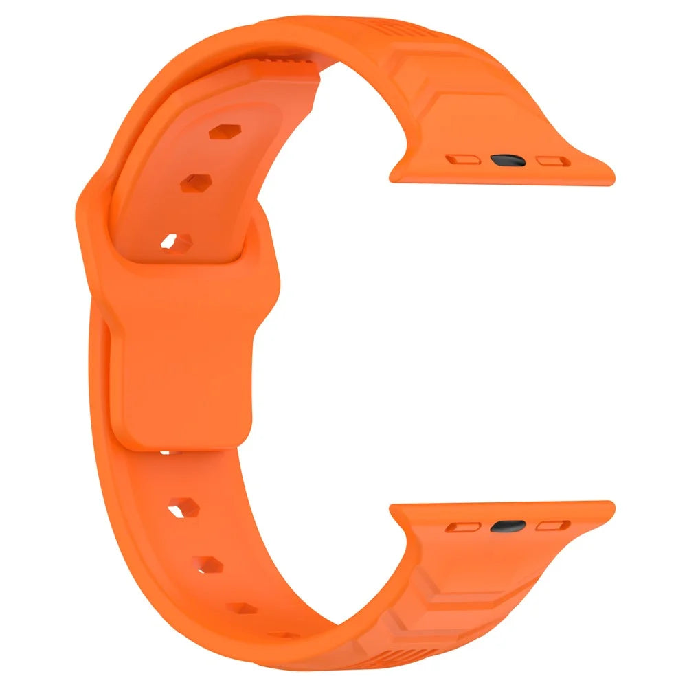 For Apple Watch Ultra 3 2 1 49mm / Series 11 10 46mm / 9 8 7 45mm / SE3 SE2 SE 6 5 4 44mm / 3 2 1 42mm Texture Silicone Watch Band - Orange - 3