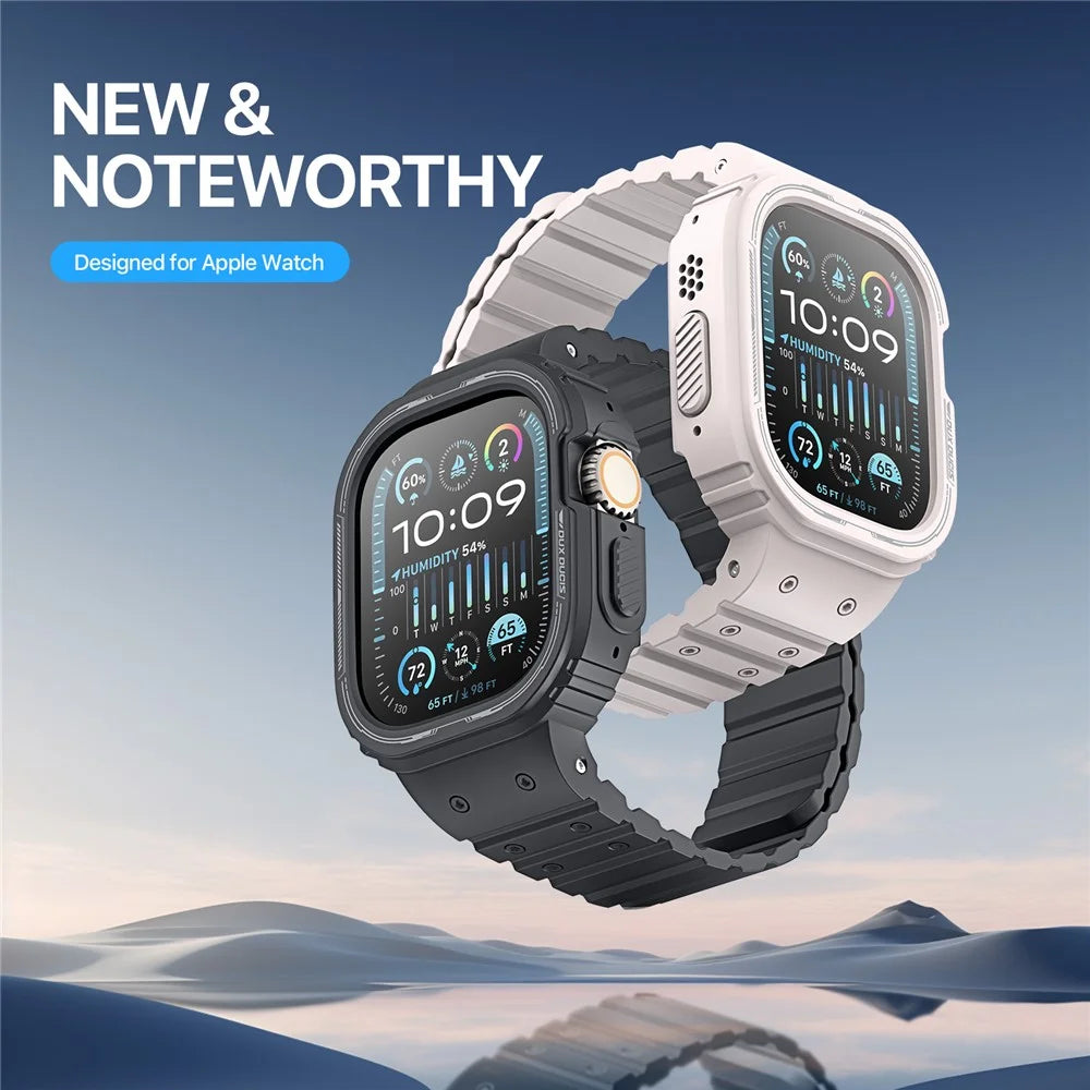 DUX DUCIS OA Series One-piece Watchband For Apple Watch Ultra  /  Ultra 2 49mm Watch Strap with Case - Starlight - 4