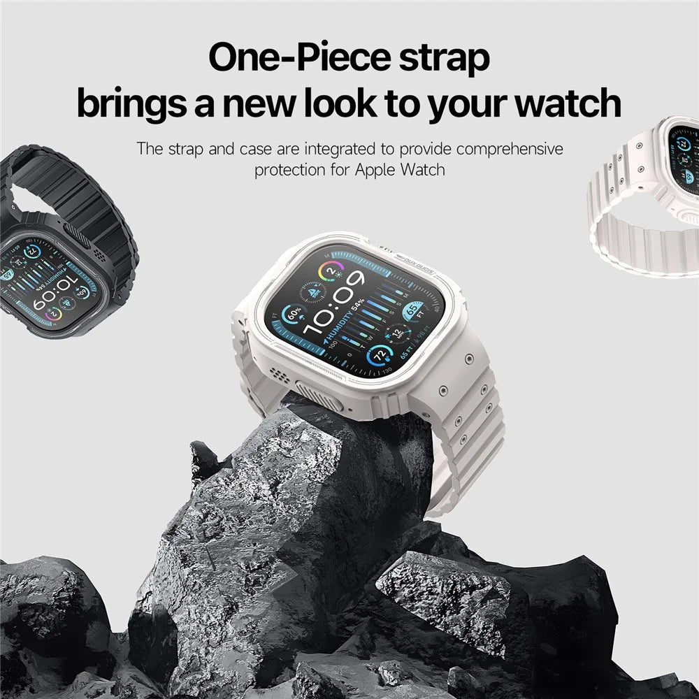 DUX DUCIS OA Series One-piece Watchband For Apple Watch Ultra  /  Ultra 2 49mm Watch Strap with Case - Starlight - 5