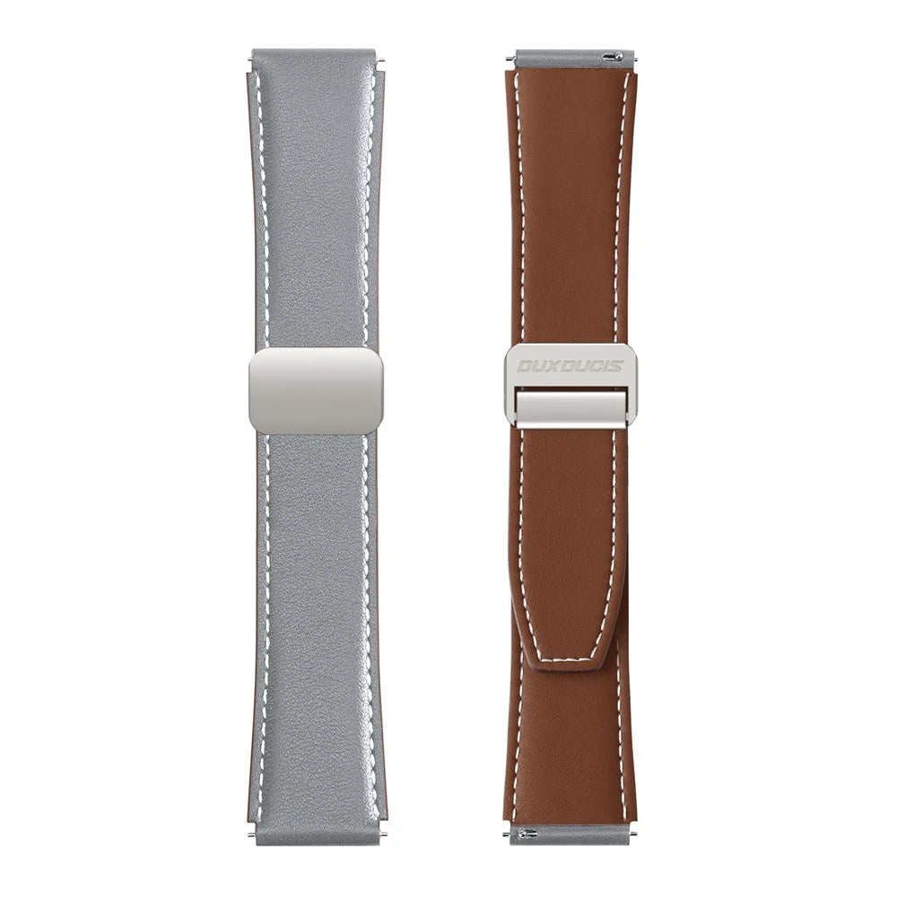 DUX DUCIS YA Series for Samsung Galaxy Watch6 /  Watch5  /  Huawei Watch GT3 Pro 43mm Genuine Cow Leather Strap 20mm Watch Band - Grey - 3