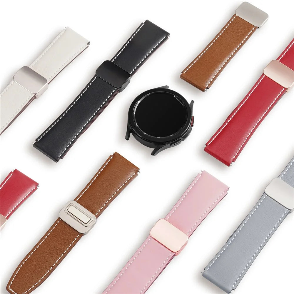DUX DUCIS YA Series for Samsung Galaxy Watch6 /  Watch5  /  Huawei Watch GT3 Pro 43mm Genuine Cow Leather Strap 20mm Watch Band - Grey - 5