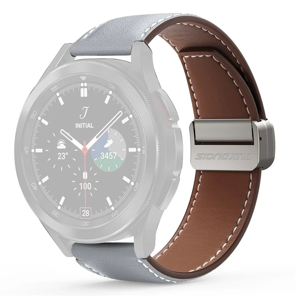DUX DUCIS YA Series for Samsung Galaxy Watch3 45mm  /  Huawei Watch Ultimate Genuine Cow Leather Strap 22mm Watch Band - Grey - 1
