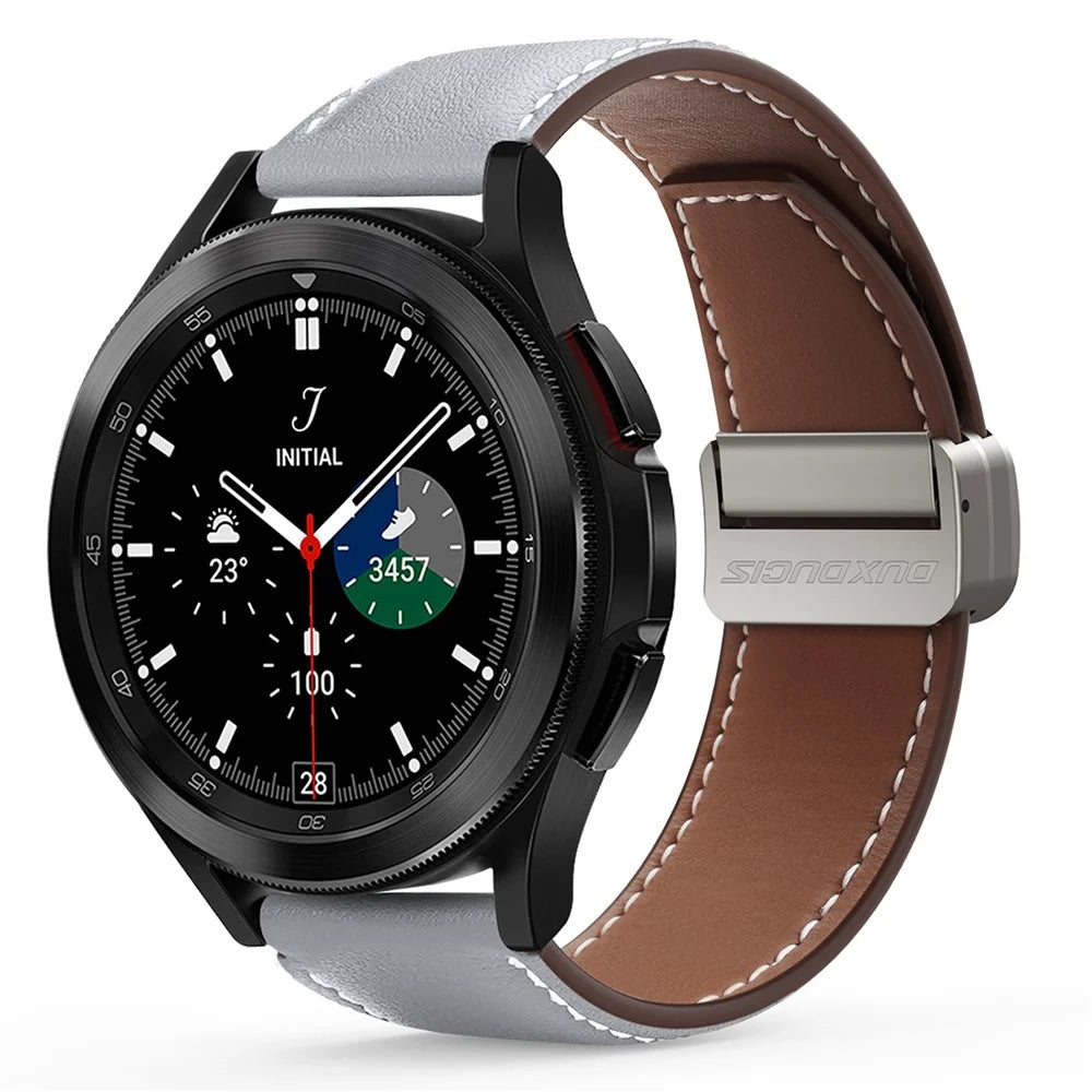 DUX DUCIS YA Series for Samsung Galaxy Watch3 45mm  /  Huawei Watch Ultimate Genuine Cow Leather Strap 22mm Watch Band - Grey - 2