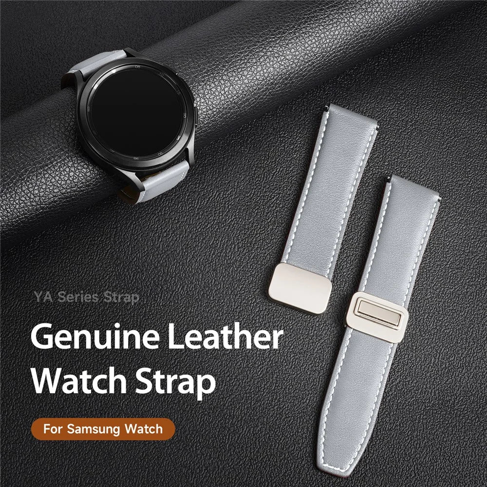 DUX DUCIS YA Series for Samsung Galaxy Watch3 45mm  /  Huawei Watch Ultimate Genuine Cow Leather Strap 22mm Watch Band - Grey - 6