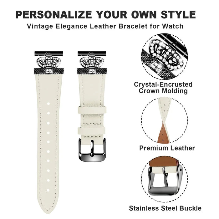 For Huami Amazfit Cheetah Pro Watch Strap Crown Design Cowhide Wrist Band, Black Buckle - Apricot - 2