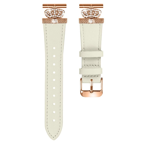 For Huawei Watch 2  /  GT 2 42mm  /  GT 3 42mm Watch Band Genuine Cow Leather Wrist Strap with Rose Gold Connector - Apricot - 1