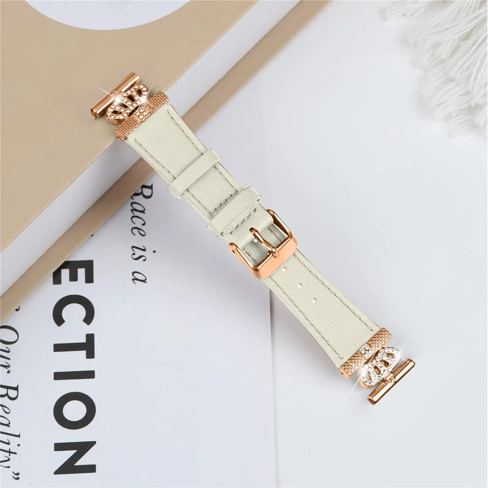 For Huawei Watch 2  /  GT 2 42mm  /  GT 3 42mm Watch Band Genuine Cow Leather Wrist Strap with Rose Gold Connector - Apricot - 3