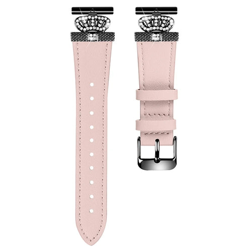 For Huawei Watch 2  /  GT 2 42mm  /  GT 3 42mm Band Genuine Cow Leather Watch Strap with Black Connector - Pink - 1