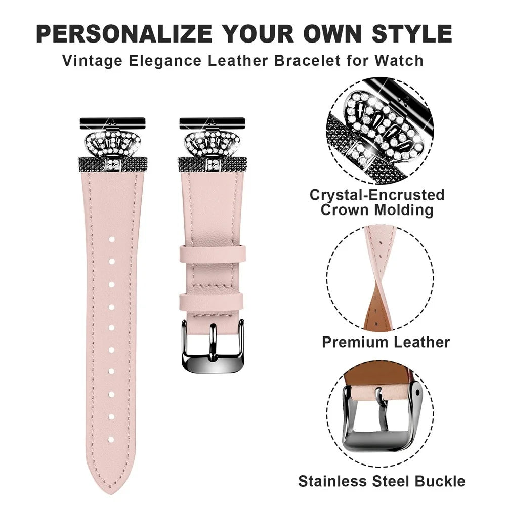 For Huawei Watch 2  /  GT 2 42mm  /  GT 3 42mm Band Genuine Cow Leather Watch Strap with Black Connector - Pink - 2