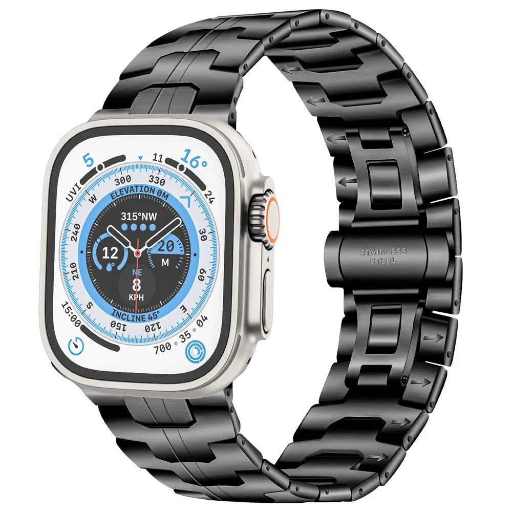 Stainless Steel Band for Apple Watch Series 11 10 42mm / 9 8 7 41mm / SE3 SE2 SE 6 5 4 40mm / 3 2 1 38mm Wrist Strap - Black - 3