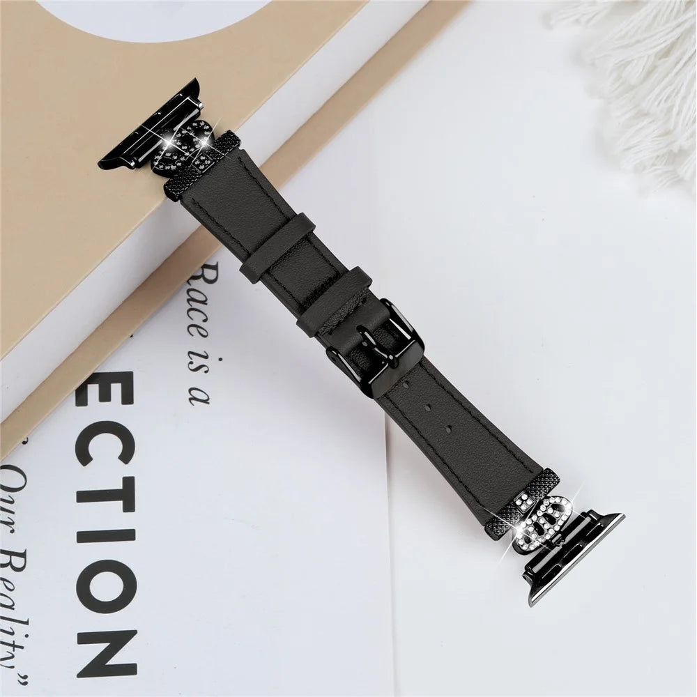 For Apple Watch Ultra 3 2 1 49mm / Series 11 10 46mm / 9 8 7 45mm / SE3 SE2 SE 6 5 4 44mm / 3 2 1 42mm Watch Band with Black Buckle - Black - 6