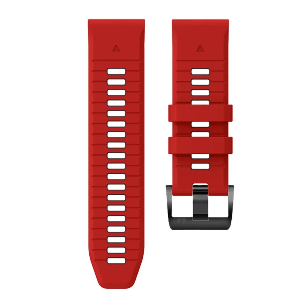 For Garmin Fenix 7X Pro 51mm / Fenix 7X Dual-Color Sport Watch Strap Silicone Breathable Wristband - Red+Black - 4