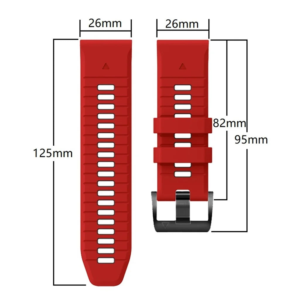 For Garmin Fenix 7X Pro 51mm / Fenix 7X Dual-Color Sport Watch Strap Silicone Breathable Wristband - Red+Black - 5