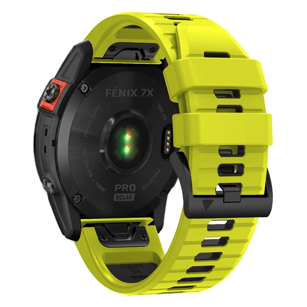 For Garmin Fenix 7 Pro 47mm / Fenix 7 Silicone Watch Bands Dual-Color Replacement Strap - Lime+Black - 1