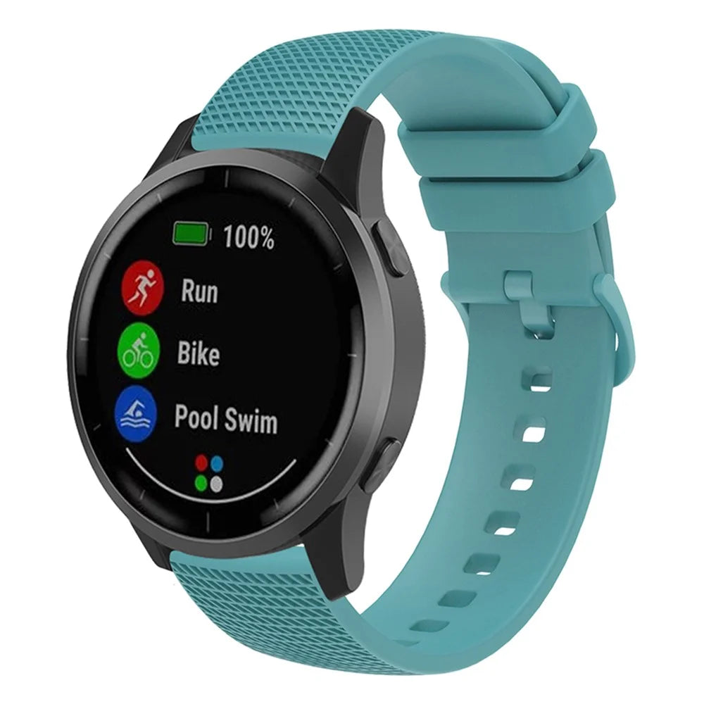 For Samsung Gear S3 / Huami Amazfit Pace Silicone Watch Band Plaid Pattern 22mm Straps - Green - 5