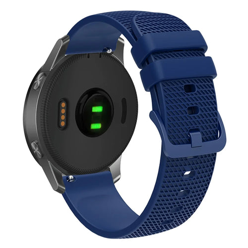 For Garmin Venu 3S / Forerunner 265S Watch Strap 18mm Plaid Pattern Silicone Band - Navy Blue - 1