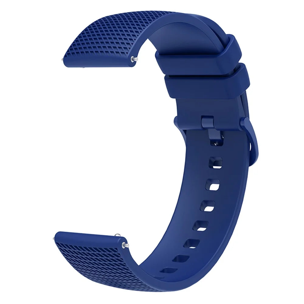 For Garmin Venu 3S / Forerunner 265S Watch Strap 18mm Plaid Pattern Silicone Band - Navy Blue - 4
