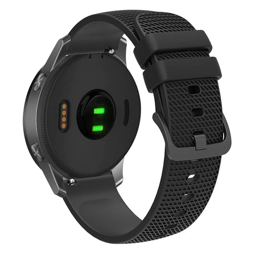 For Garmin Vivomove 3 / GarminMove 3 Silicone Watch Strap 20mm Plaid Pattern Sport Bands - Black - 1