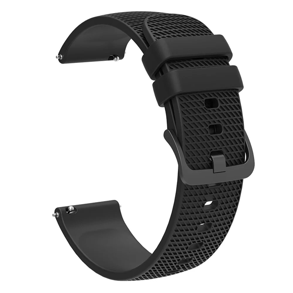 For Garmin Vivomove 3 / GarminMove 3 Silicone Watch Strap 20mm Plaid Pattern Sport Bands - Black - 2