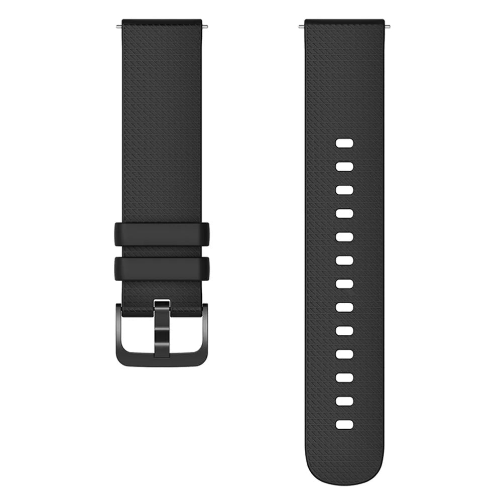 For Garmin Vivomove 3 / GarminMove 3 Silicone Watch Strap 20mm Plaid Pattern Sport Bands - Black - 3