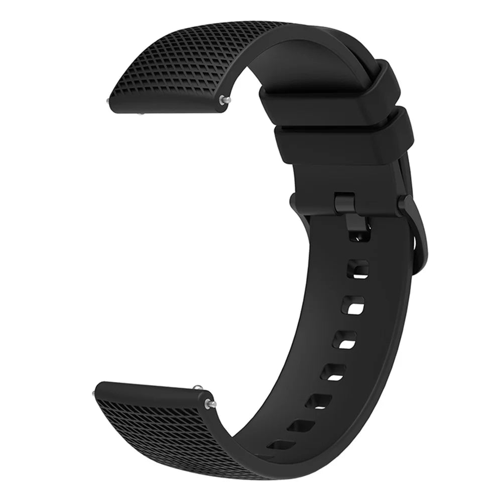 For Garmin Vivomove 3 / GarminMove 3 Silicone Watch Strap 20mm Plaid Pattern Sport Bands - Black - 4