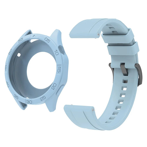 For Huawei Watch GT 4 46mm Silicone Strap Watch Band with Watch Case - Baby Blue - 1
