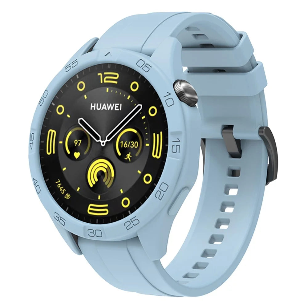 For Huawei Watch GT 4 46mm Silicone Strap Watch Band with Watch Case - Baby Blue - 2