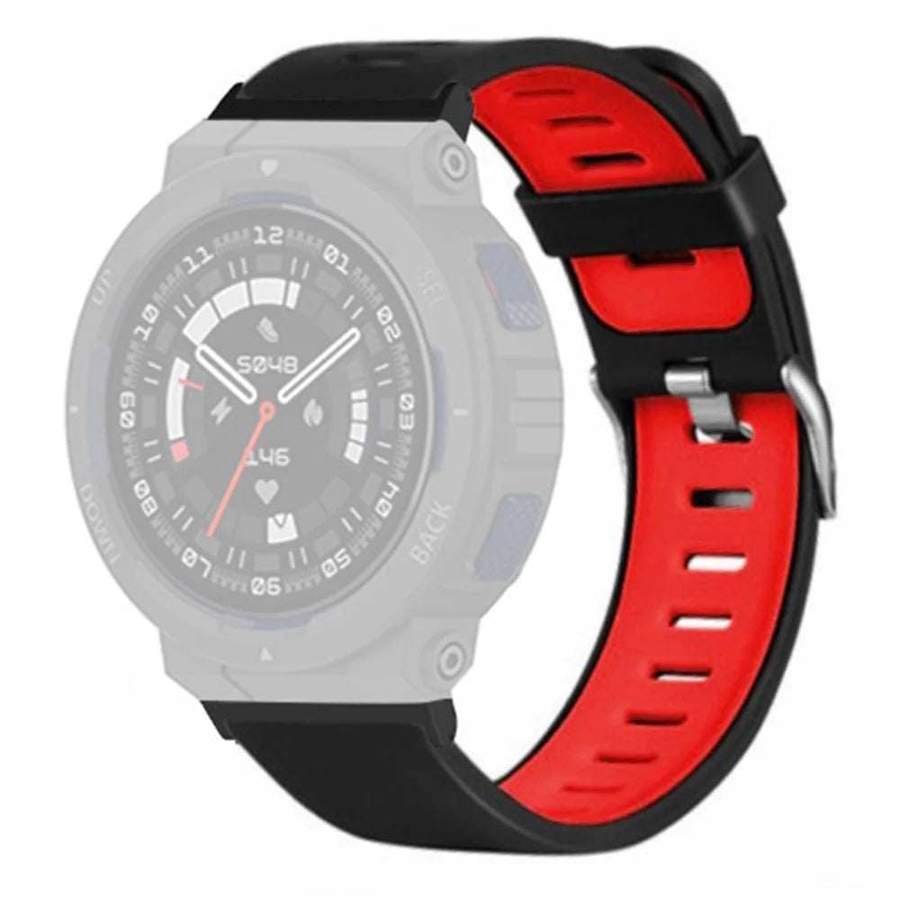 For Huami Amazfit Active Edge A2212 Wrist Band Replacement Dual Color Watch Strap - Black+Red - 1