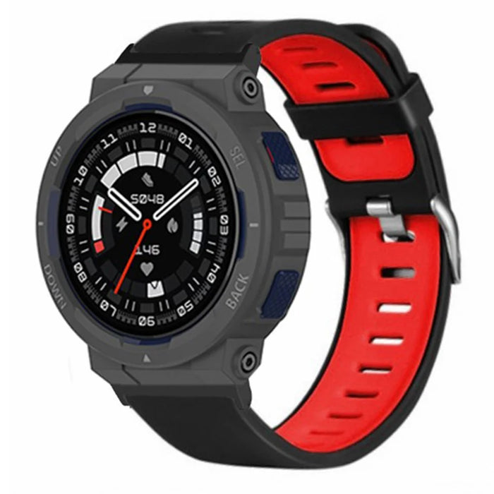 For Huami Amazfit Active Edge A2212 Wrist Band Replacement Dual Color Watch Strap - Black+Red - 2