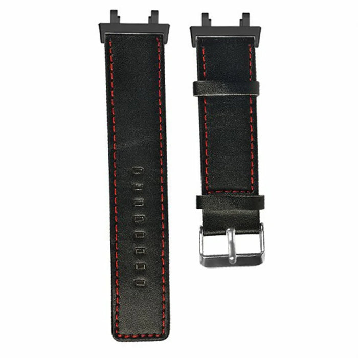 For Huami Amazfit Active Edge A2212 Watch Strap Cow Leather Replacement Wrist Band - Black - 4