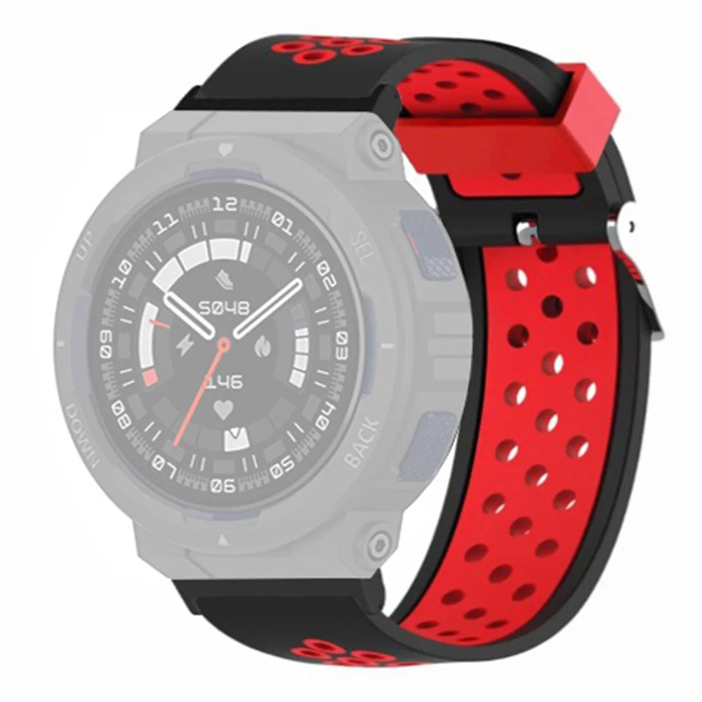 For Huami Amazfit Active Edge A2212 Watch Band Dual Color Silicone Wrist Strap - Black+Red - 1