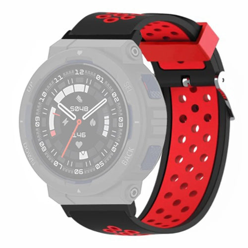 For Huami Amazfit Active Edge A2212 Watch Band Dual Color Silicone Wrist Strap - Black+Red - 1