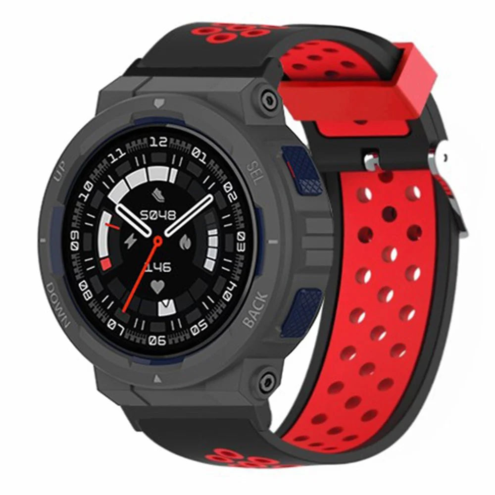 For Huami Amazfit Active Edge A2212 Watch Band Dual Color Silicone Wrist Strap - Black+Red - 2