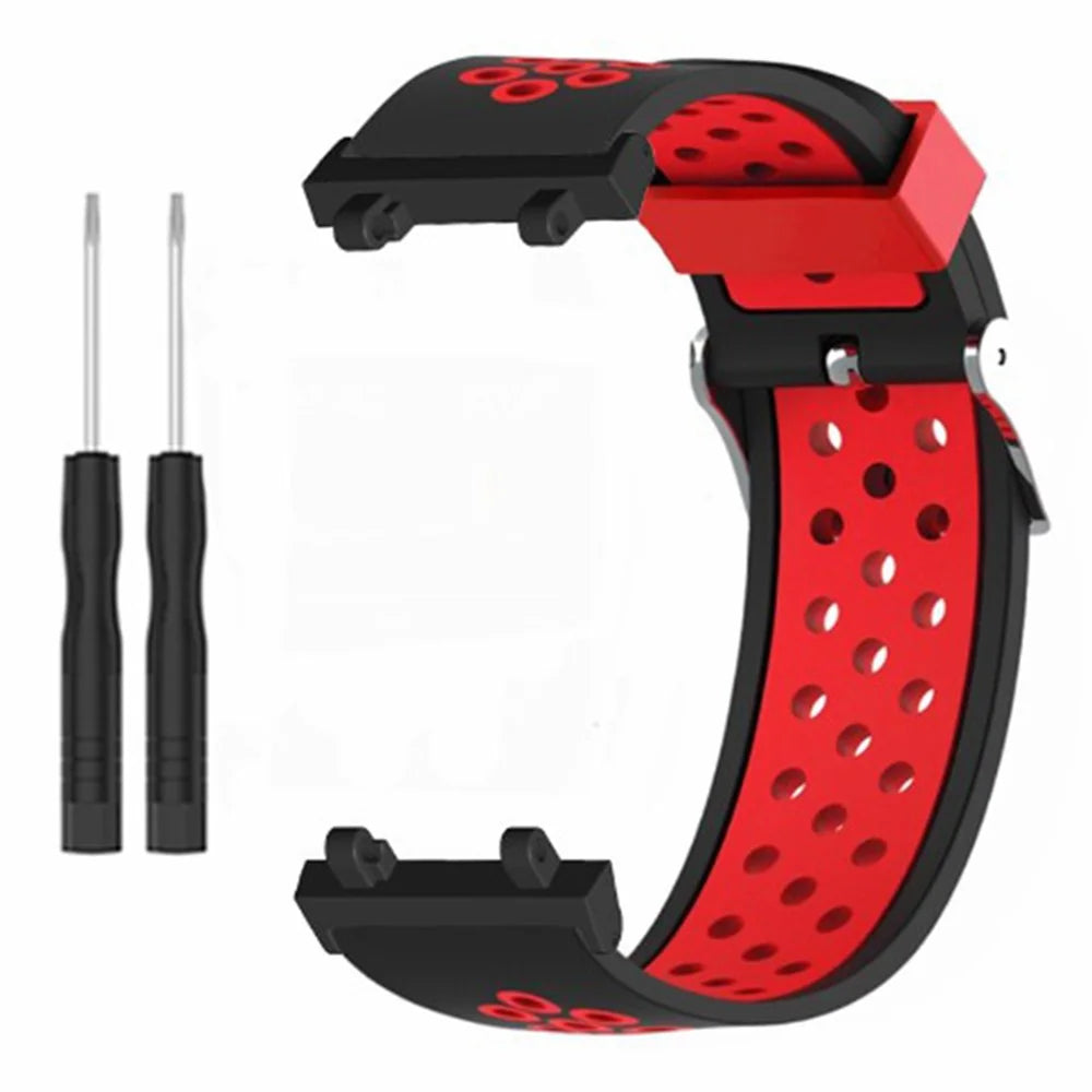 For Huami Amazfit Active Edge A2212 Watch Band Dual Color Silicone Wrist Strap - Black+Red - 3