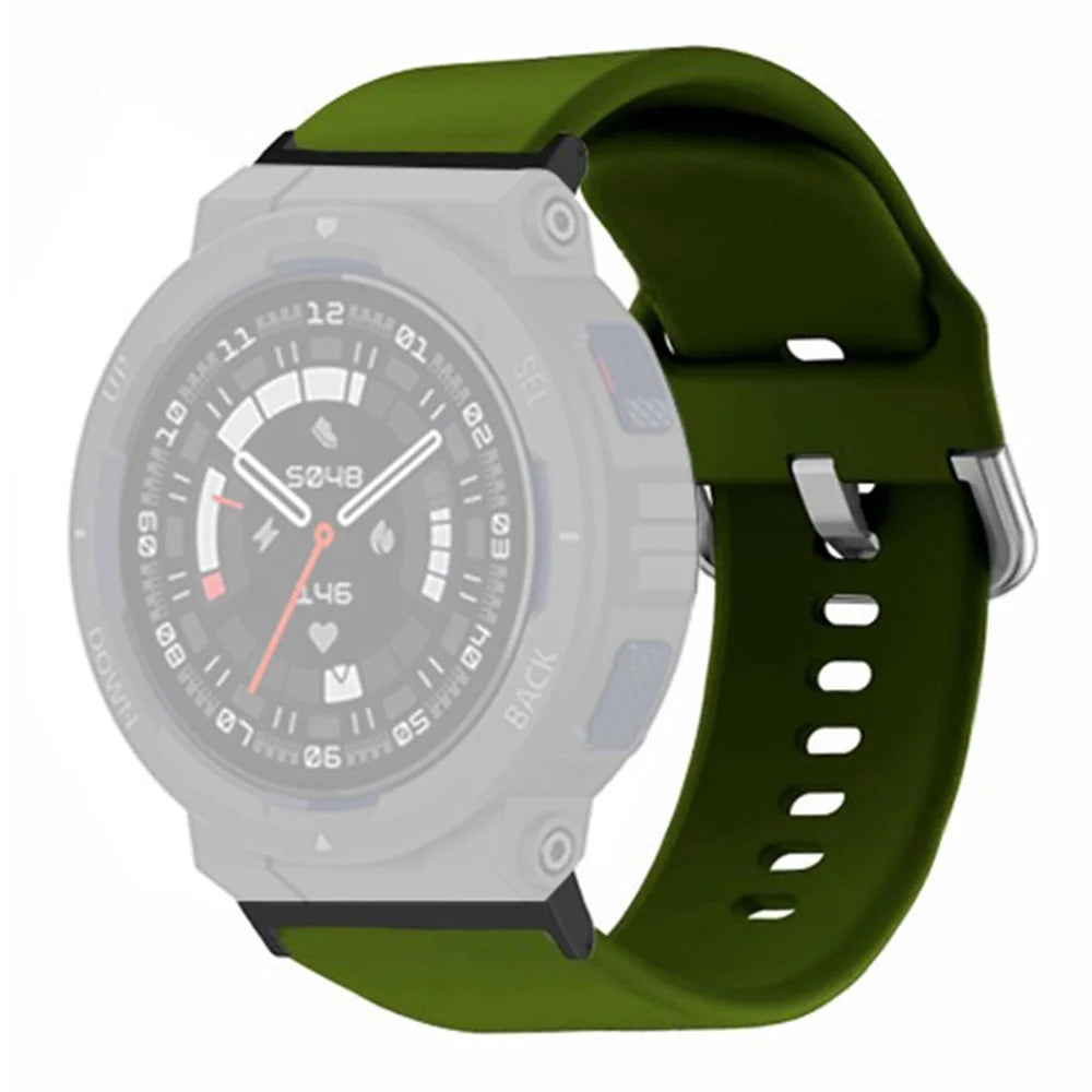 For Huami Amazfit Active Edge A2212 Watch Strap Silicone Breathable Watch Band Replacement - Army Green - 1