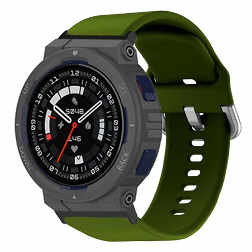 For Huami Amazfit Active Edge A2212 Watch Strap Silicone Breathable Watch Band Replacement - Army Green - 2