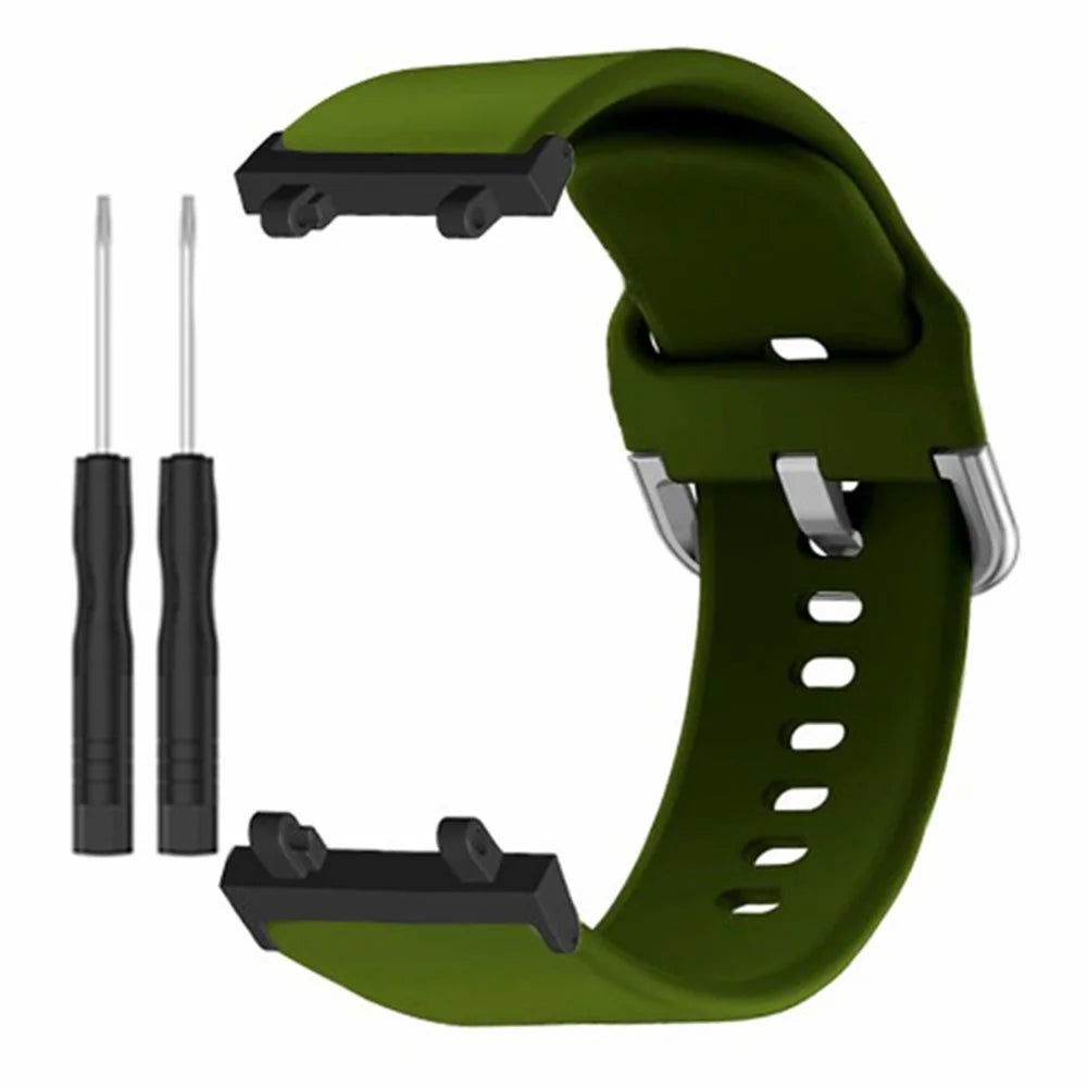 For Huami Amazfit Active Edge A2212 Watch Strap Silicone Breathable Watch Band Replacement - Army Green - 3