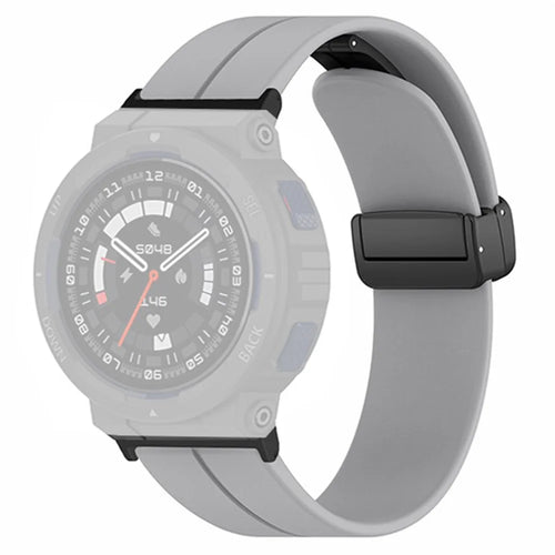 For Huami Amazfit Active Edge A2212 Watch Band Silicone Wrist Strap with Magnetic Folding Buckle - Grey - 1
