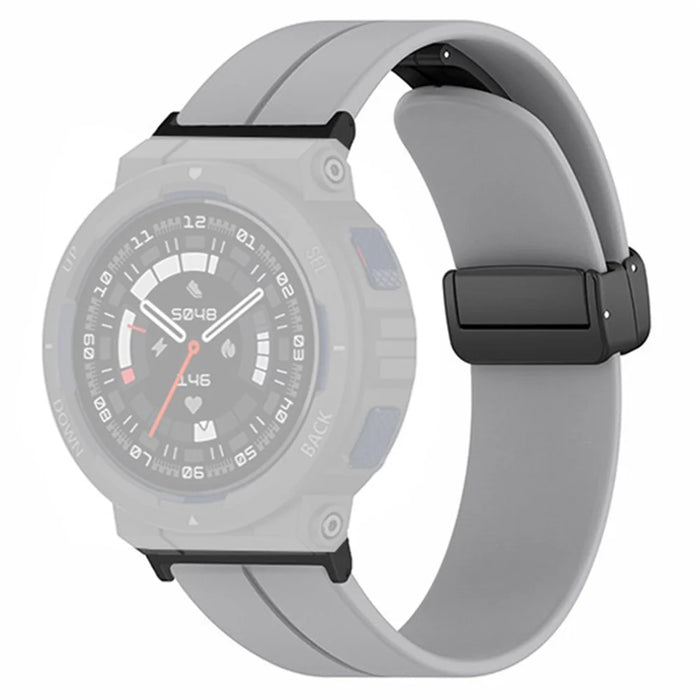 For Huami Amazfit Active Edge A2212 Watch Band Silicone Wrist Strap with Magnetic Folding Buckle - Grey - 1