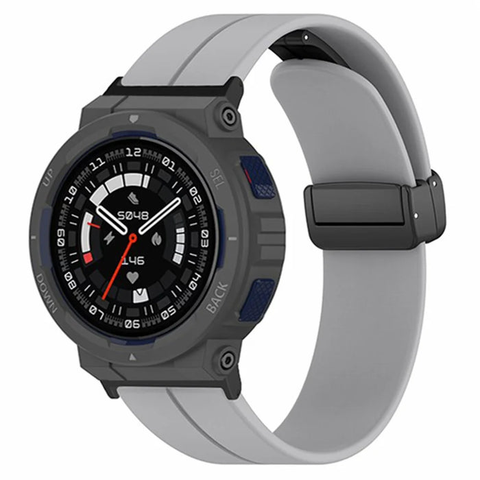 For Huami Amazfit Active Edge A2212 Watch Band Silicone Wrist Strap with Magnetic Folding Buckle - Grey - 2